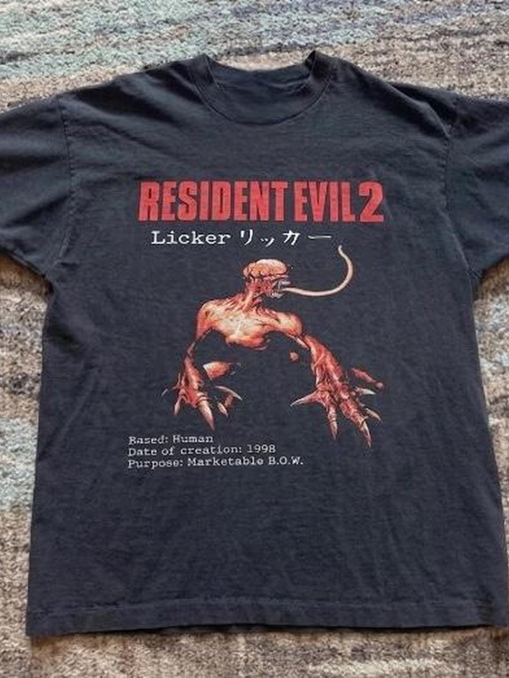 Gildan Black Tee with Red Resident Evil 2 Licker Graphic